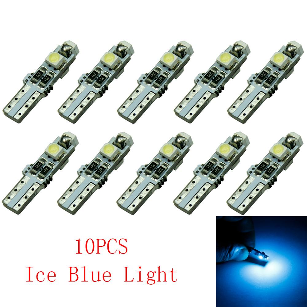 

10 шт. T5 светодиодный автомобильный светодиодный 3SMD клиновой светодиодный светильник, лампа на приборной панели, инструмент светло-синий