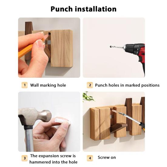 Yousheng Piano Style Coat Hook Wall-Mounted Wooden Clothes Hook Rustic Towel Hanger with Multiple Hooks for Coats Hats Scarves Keys Entryway Hallway