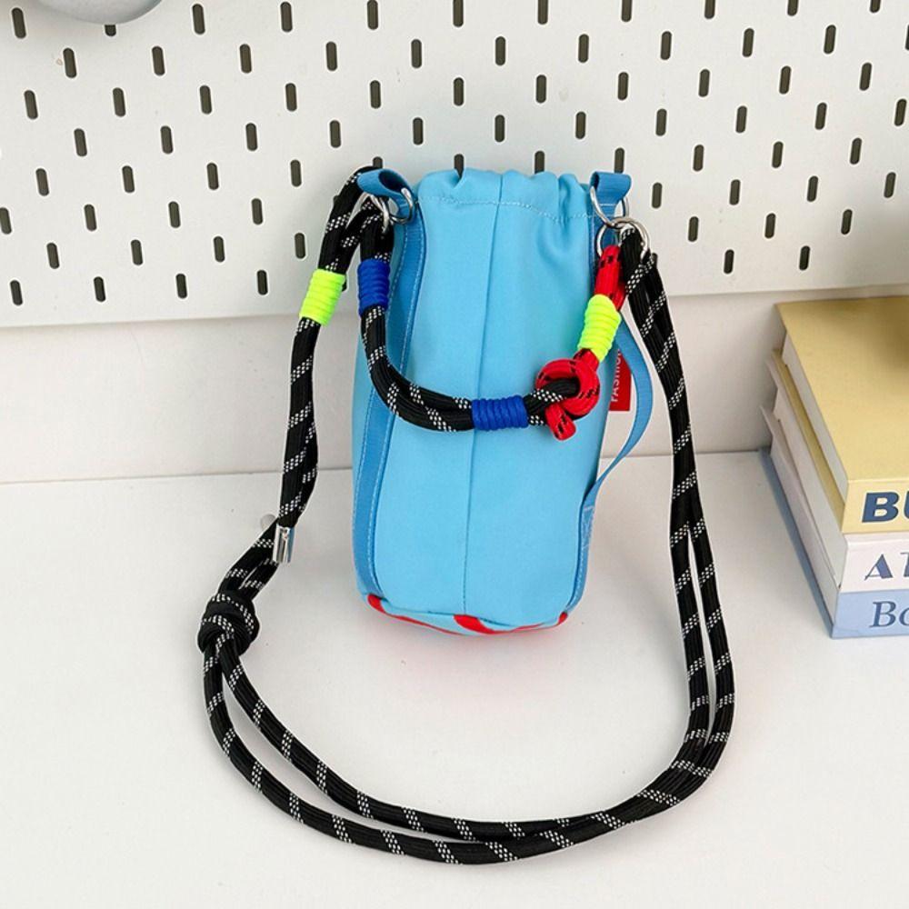Lightweight Drawstring Crossbody Bag Cartoon Thermal Mugs Carrier Bag Nylon Shoulder Bag Walking