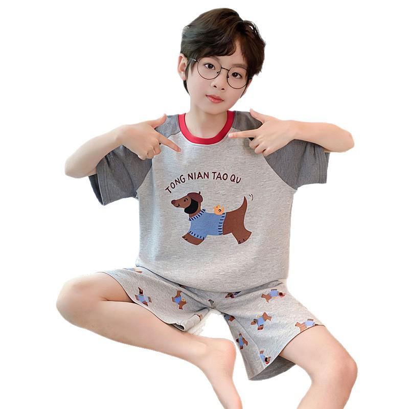 Boys' Summer Cartoon Pajama Set - Loose Fit Short Sleeve and Shorts for Kids