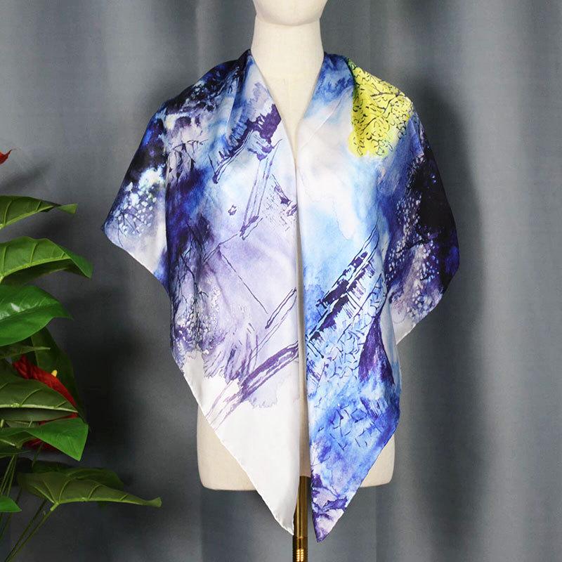 2024 New Style Large Square Scarf: 110 Mulberry Silk with Hand-Rolled Edges
