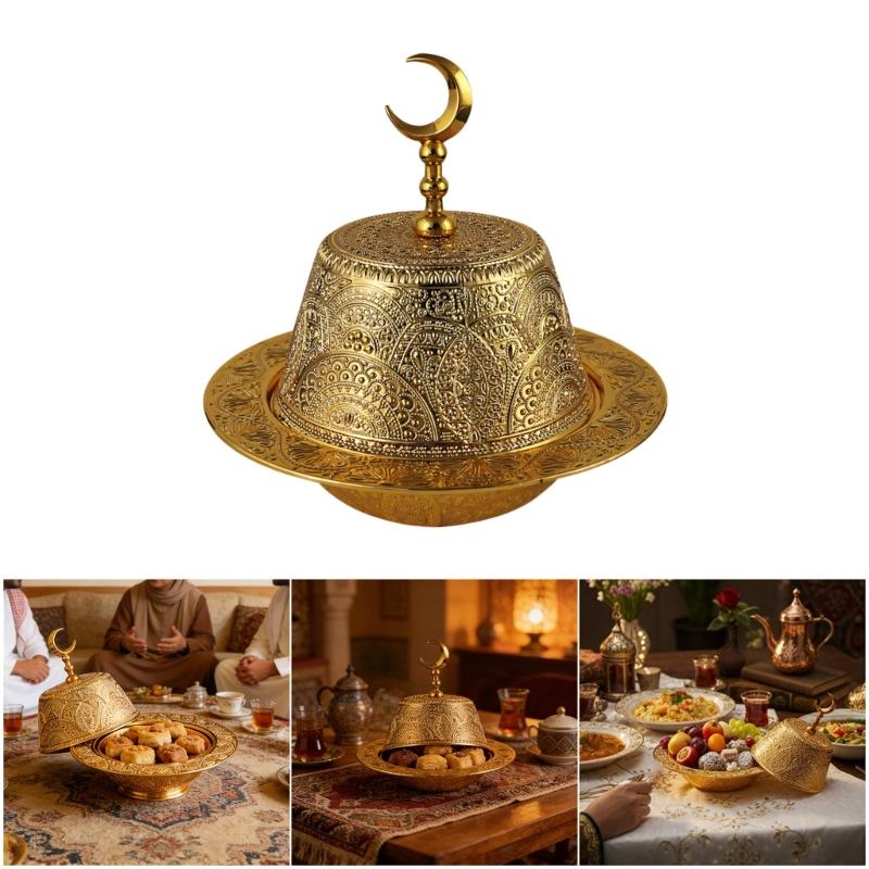 Premium Arabic Style Metal Fruit Tray Durable Alloy Construction Decorative Middle Eastern Bowl For Entertaining Guests