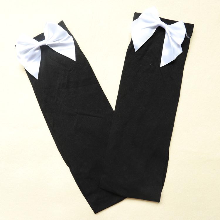 Women's Lace Trim Erotic Silk Thigh-High Stockings with Bow