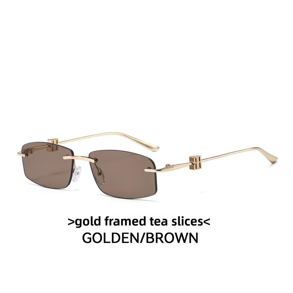 Fashion Unisex Square Frameless Sunglasses With Uv400 Protection For Outdoor Travel