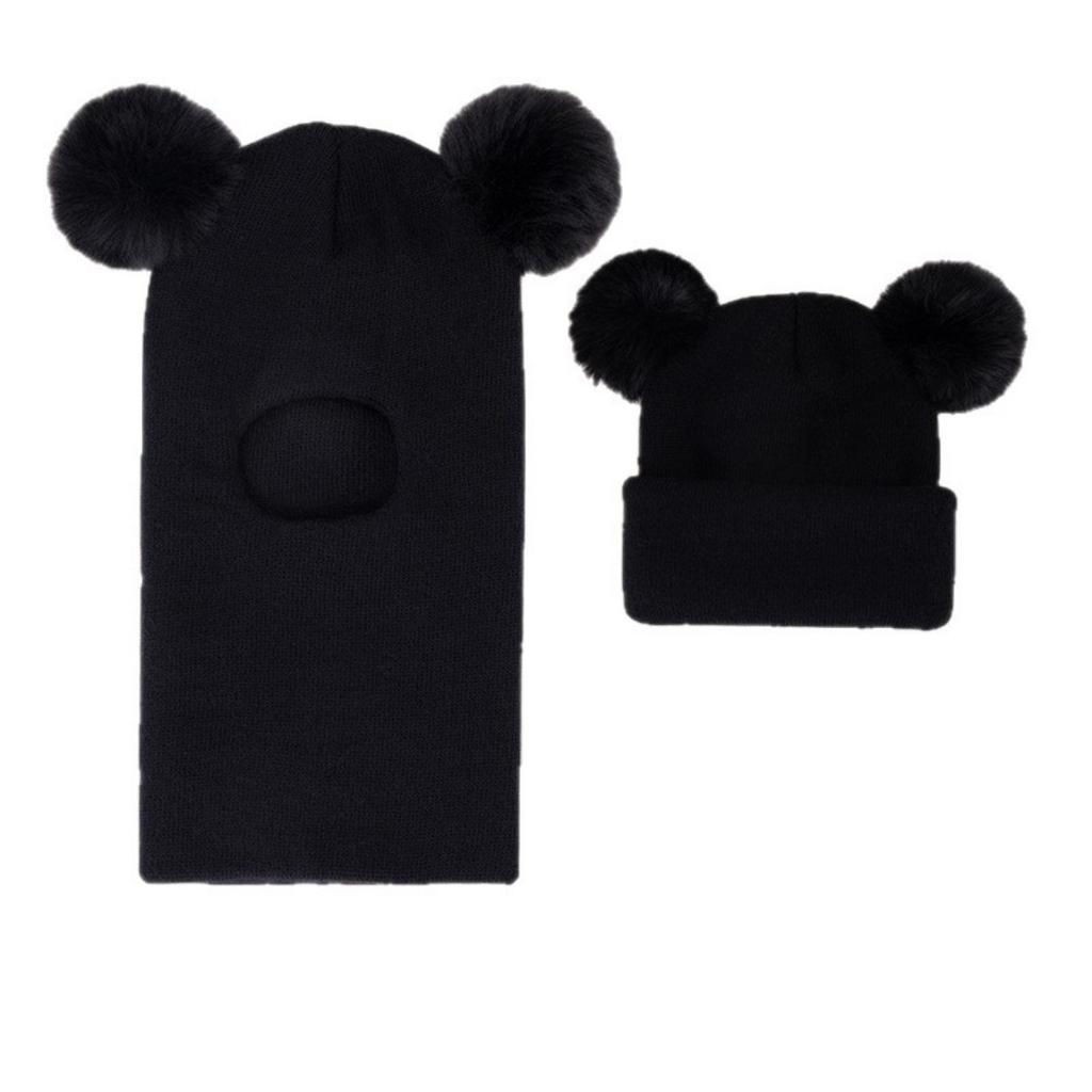 Zimowa czapka dziecięca z zintegrowanym szalikiem i aksamitną osłoną chroniącą uszy, czapka na głowę dla chłopców i dziewcząt, dziana włóczka, kombinezon dziecięcy