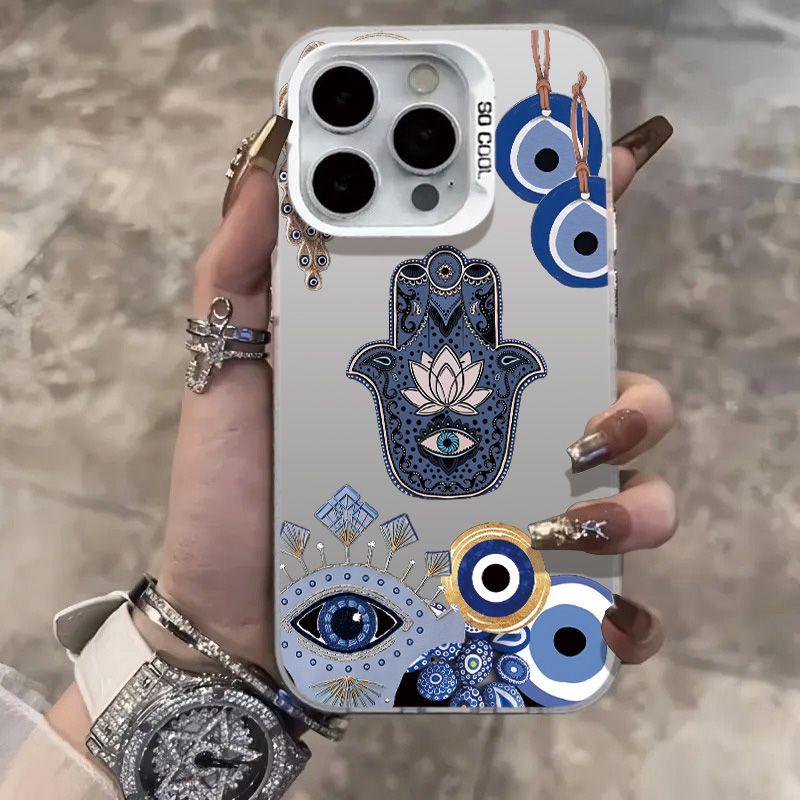 Super Cool Blue Eye Totem Phone Case For iPhone 16 15 14 13 12 11 Pro Max XR XS MAX 78Plus MINI Y2K Fashion Anti Fall Back Cover