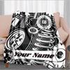 1PC Custom Name Automotive Parts Illustration Outdooor Flannel Blankets Throw Blanket All-Season Throw Gift Bedspread for Couch, Bed, Camping Holiday 