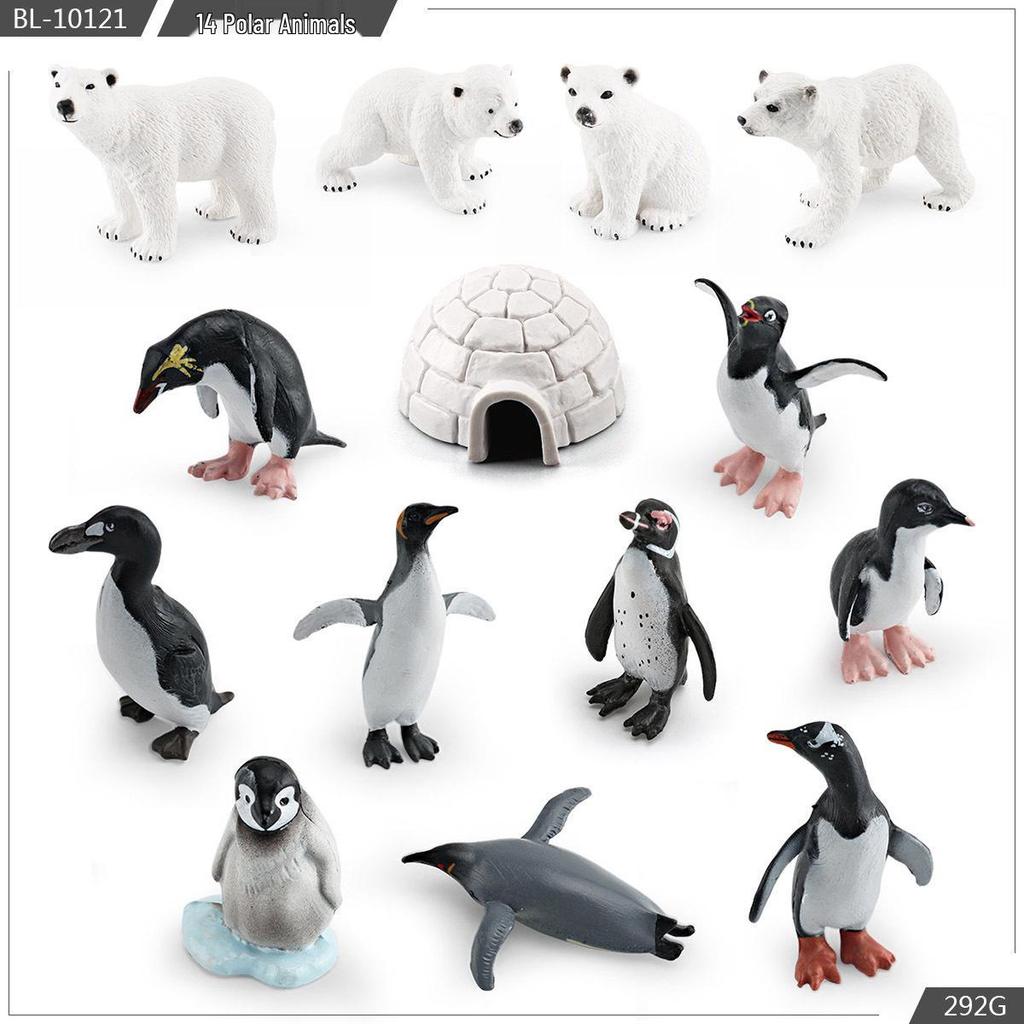 Realistic Arctic Animal Models: Polar Bear, Arctic Fox, Seal, Walrus, Whale