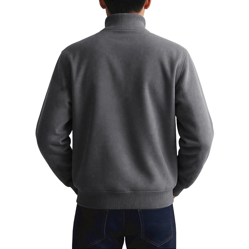 Men's Long Sleeve Suede Jacket Men's Casual Warm Long Sleeve Cardigan Coat