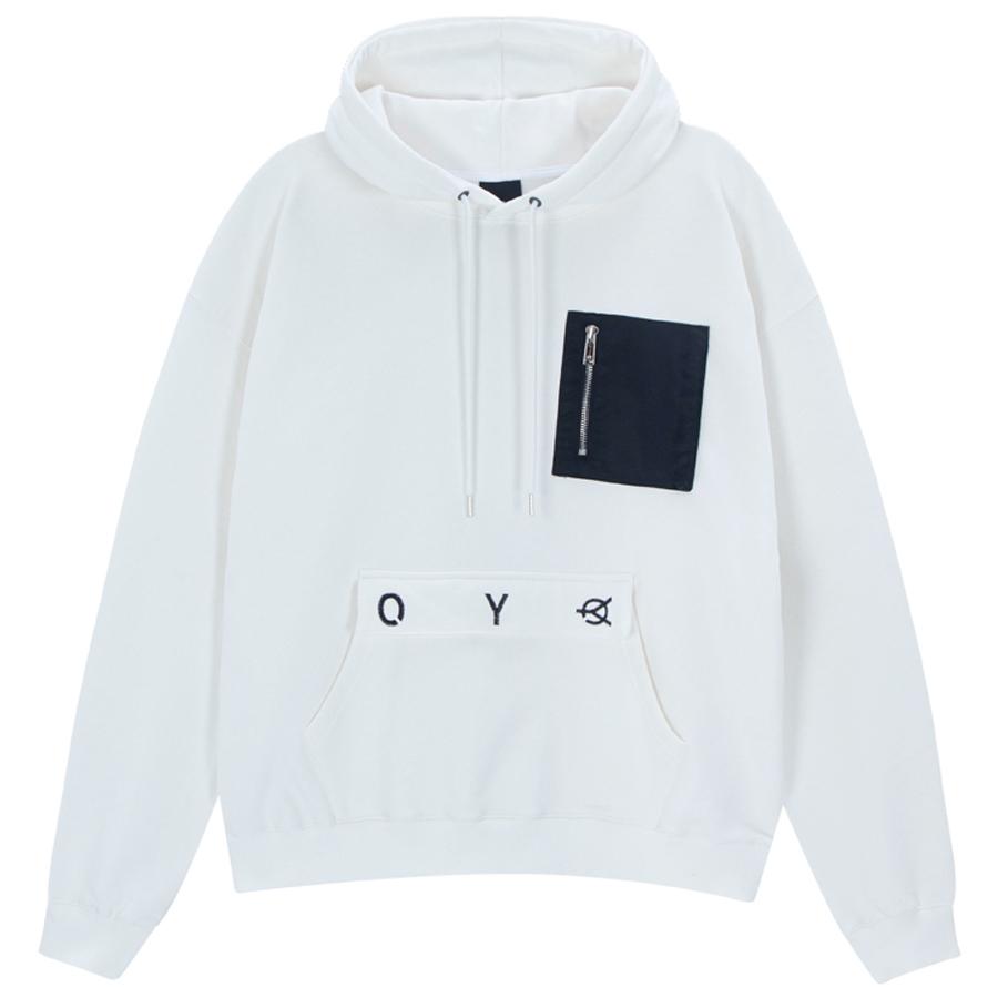 Oy Nylon Pocket Logo Hoodie - White White/1Size