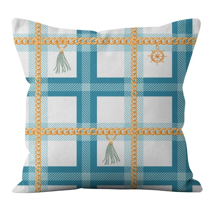 Home Ocean Blue Digital Printed Sofa Pillow Line Cushion Waist Pillow Cover Premium Durable Quality Useful Practical