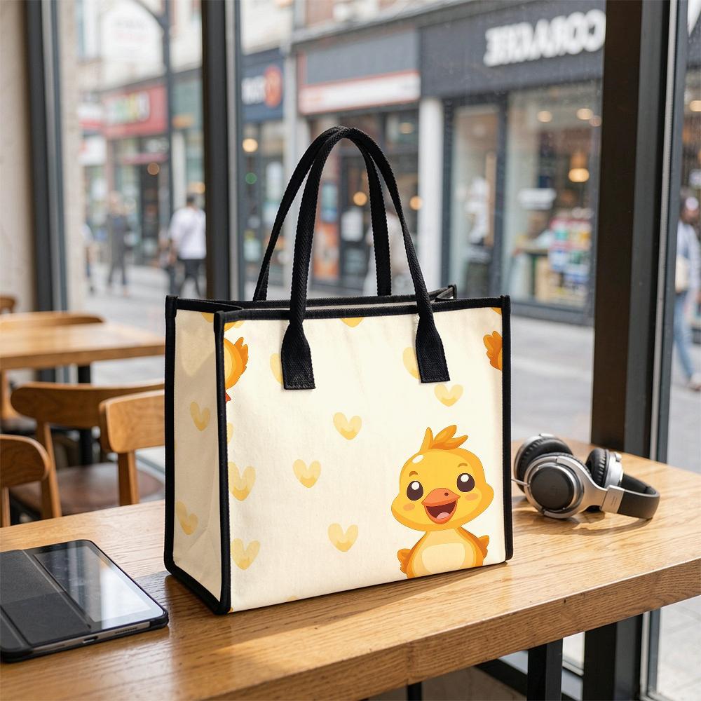 Cute Yellow Duck Print Tote Bag Fashion Casual Large Capacity Daily Portable Shoulder Handbag for Women