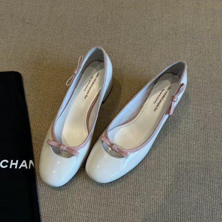 

Версия из овчины~ Французские нежные кожаные туфли-лодочки с круглым носком для женщин 40