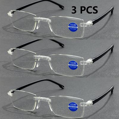 3 Pcs Fashion Reading Glasses Blue Light Blocking Fashion Readers Spring Hinge With Pattern Print Eyeglasses