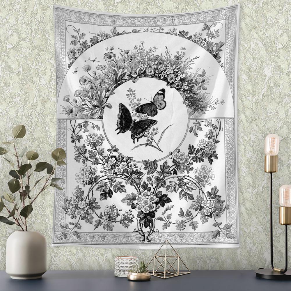 European Retro Floral Relief Painting Mural Wall Hanging Bohemian Home Print Background Cloth Art Room Decor Tapestry