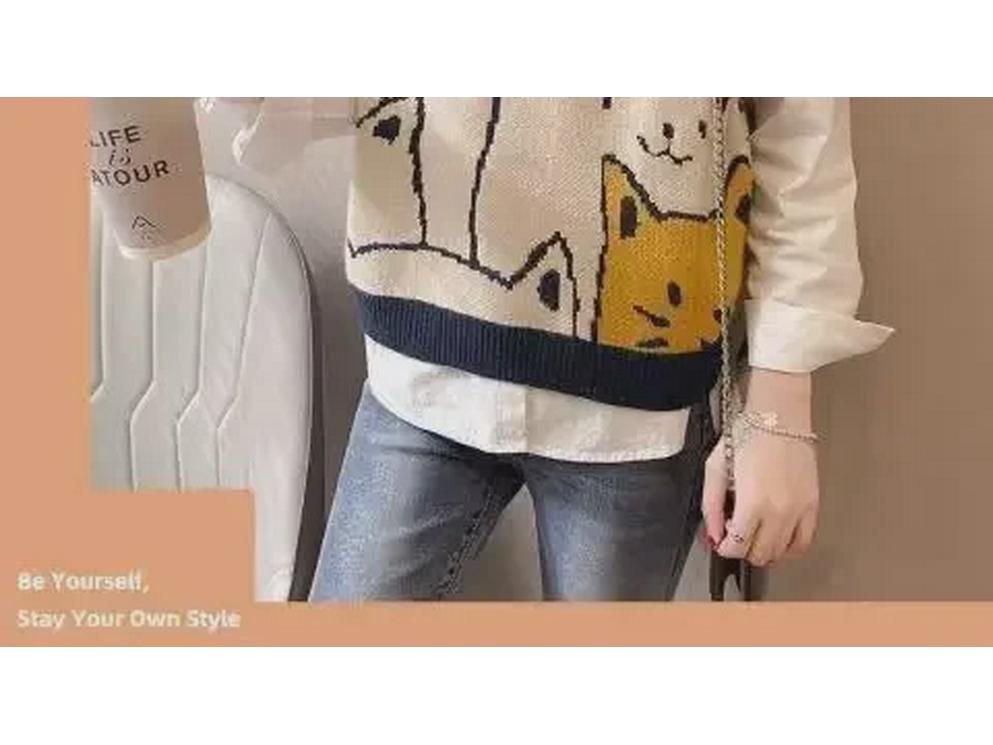 2023 Neuer Koreanischer V-Ausschnitt Strick Damenpullover: Herbst/Winter Lockerer Oberbekleidungstrend