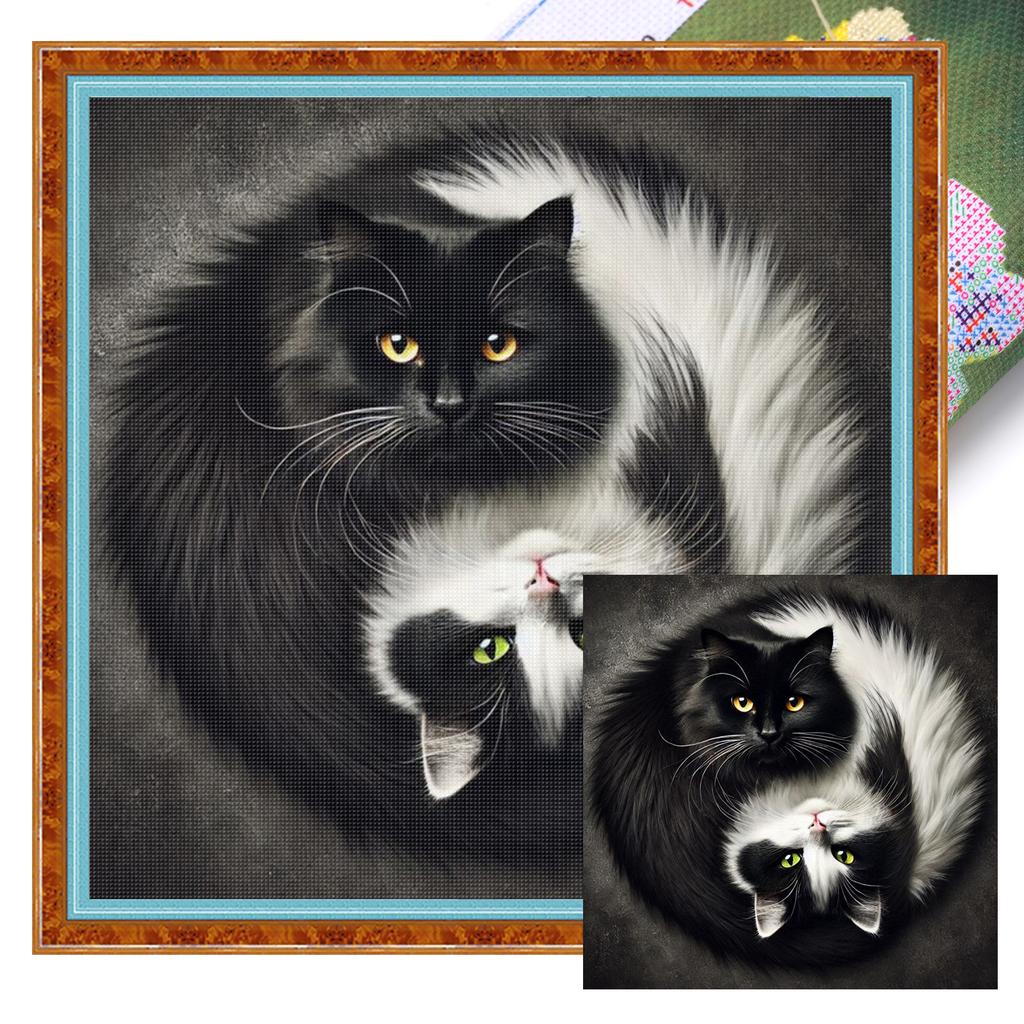 Tai Chi Yin Yang Full 11CT DIY Stamped Cross Stitch Kits 40x40cm Printed Cross-Stitch Kits for Adults Home Decor