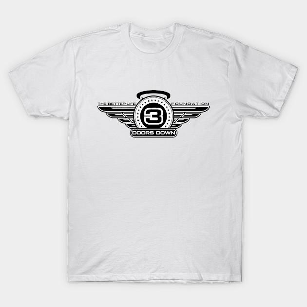 

Men Black Print T-shirt 3 Doors Down Band No-Cut Transfer Paper Print Cotton Tshirt XL