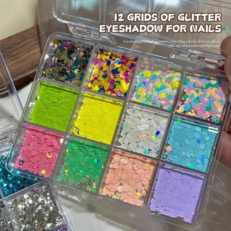 1 Box Mini Ultra Thin Round Glitter Sequin Wave Dot Star Pentagram Shiny Nail Art Accessories Diy Decoration