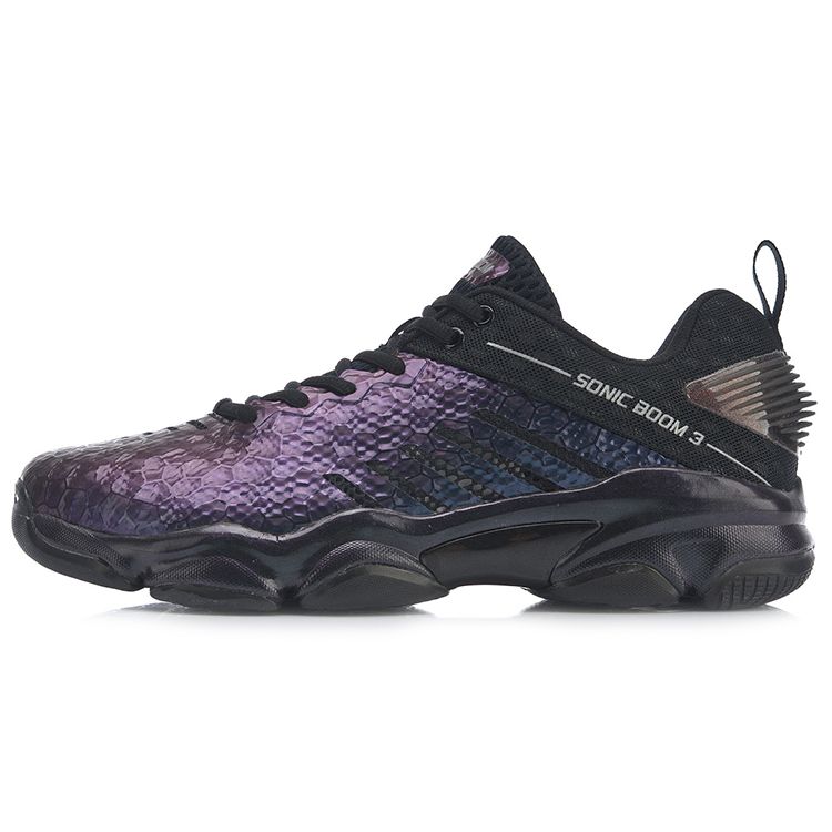 

Кроссовки для бадминтона Li Ning Sonic Boom 3.0 с амортизацией, нескользящие, износостойкие, дышащие, с низким верхом, унисекс, фиолетово-черные, AYZP009-1