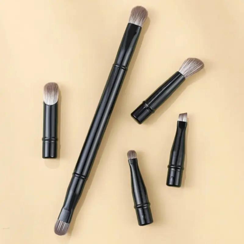6Pcs Mini Makeup Brushes Set Portable Retractable Soft Concealer Brush Foundation Eye Shadow Tool Eyelash Brush With Storage Box