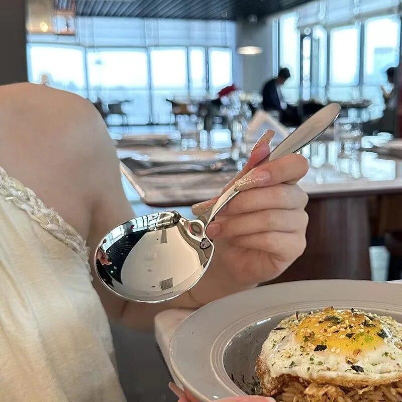 1pc Stainless Steel Divided Soup Spoon Public Spoon Buffet Spoon For Home Kitchen Restaurant Hotel Buffet Catering