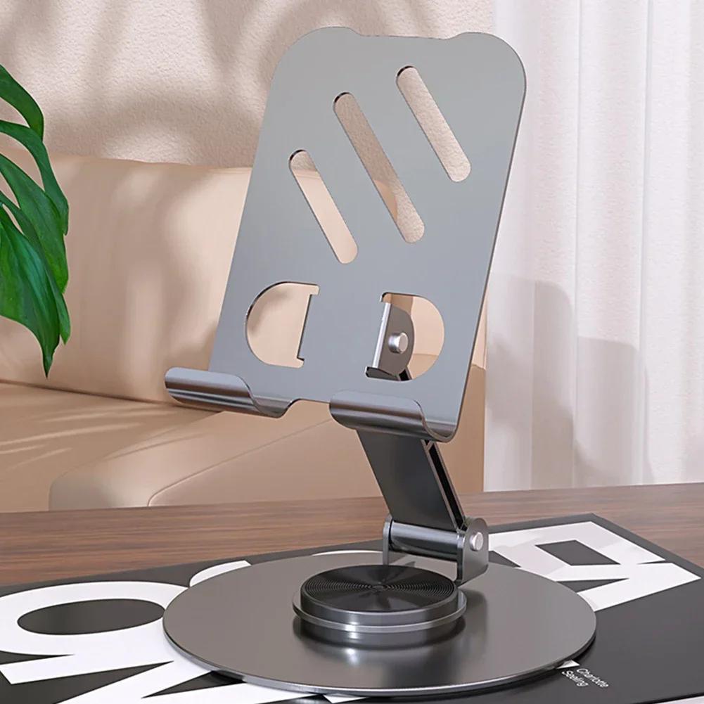 Aluminum 360 Degree Rotation Mobile Phone Holder Universal Adjustable Bracket Folding Double Shaft Design Stable Anti Fall Stand