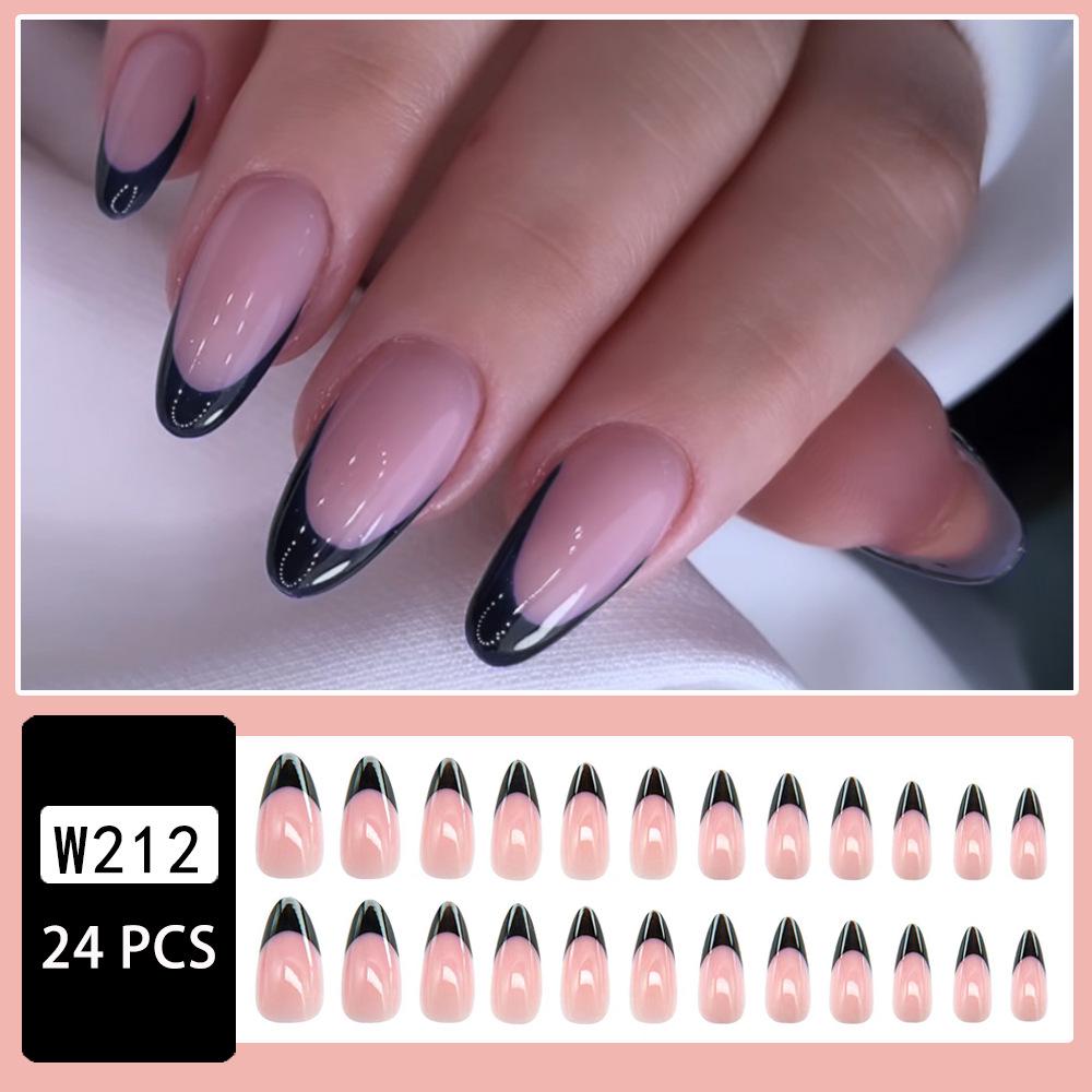 24-Piece Set Almond-Shaped Nude French Press-On Nails - Waterproof, Removable, Skin Tone Enhancing