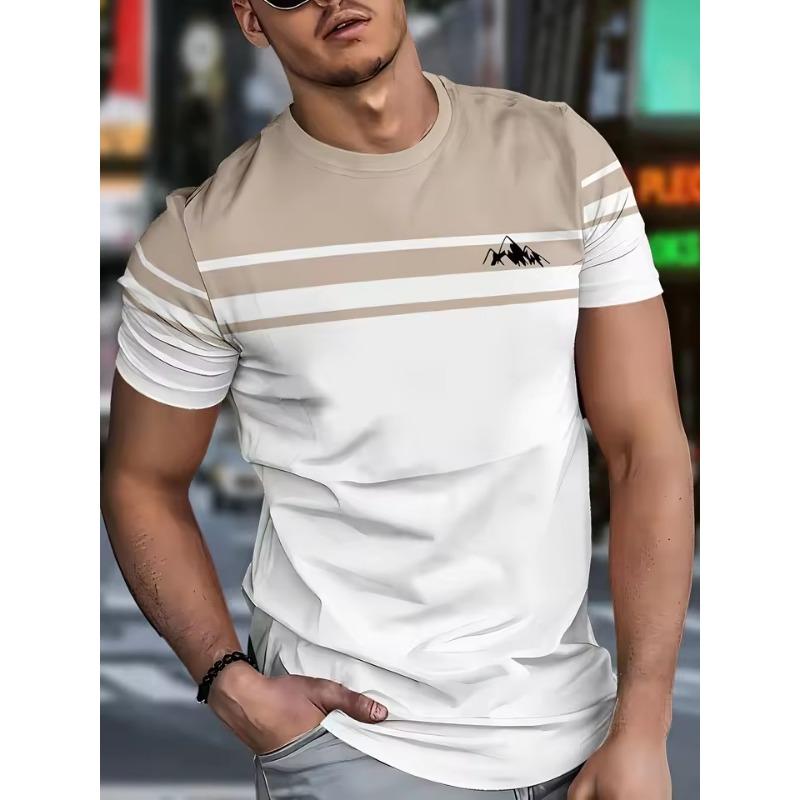 

Summer Men s Stripes Graphic 3D Printed T-Shirt Outdoor Sports Quick Drying Short Sleeved Gym Top Running Men s Clothing XS