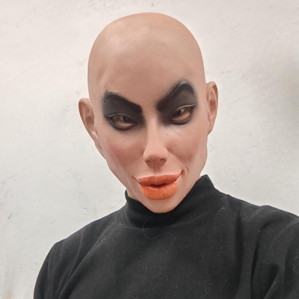 Ugly Girl Latex Mask with Big Mouth, Prank Party Mask