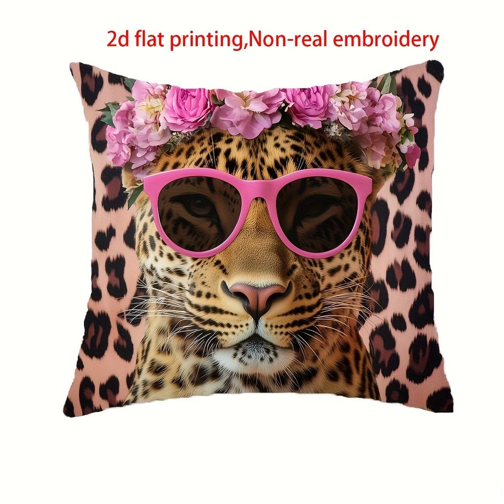 Leopard Pillow Cover with 2D Flat Printing: Stylish and Fun! Sofa cushion cover, home room dormitory decoration, 2D printing