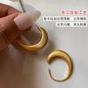 Vintage brushed metal earrings women's light luxury ear hooks 2026 real gold electroplated ears
