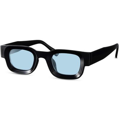 Lunettes de soleil MARQEL Rhevision flambant neuves, style Rhude, Cerlebrity, lunettes de soleil THIERRY, rectangulaires, nuances noires, verres bleus, protection UVA fabriquée à la main