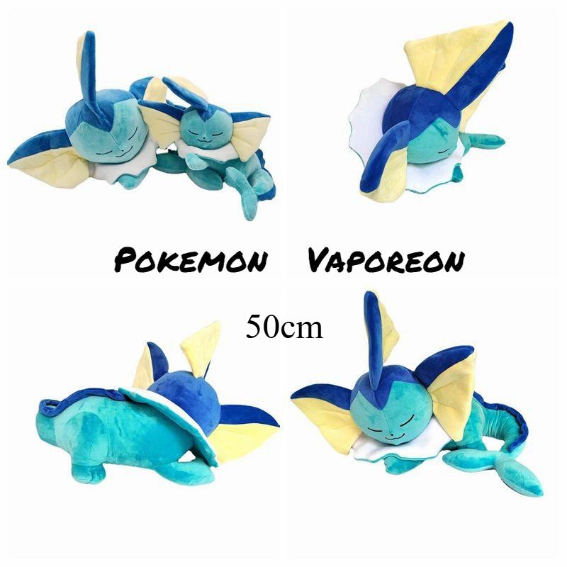 50cm Sleeping Vaporeon Plush Doll Animal Stuffed Eeveelution Eevee Evolution Toys Kawaii Collect Doll Kids Birthday Gift