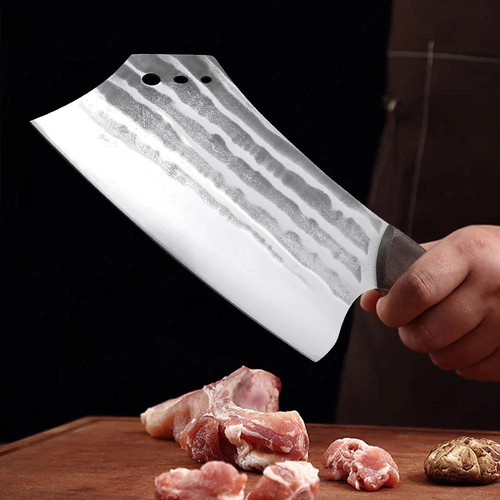 Forged Kitchen Knives Cleaver Meat Chinese Knife Stainless Steel Butcher Knife Wood Handle Chef Knives Chopping Vegetables Meat