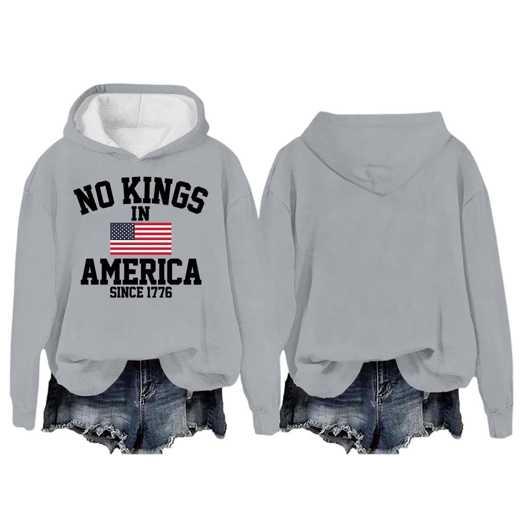 Women's Round Neck Long Sleeve Printed Pullover Hooded Sweatshirt