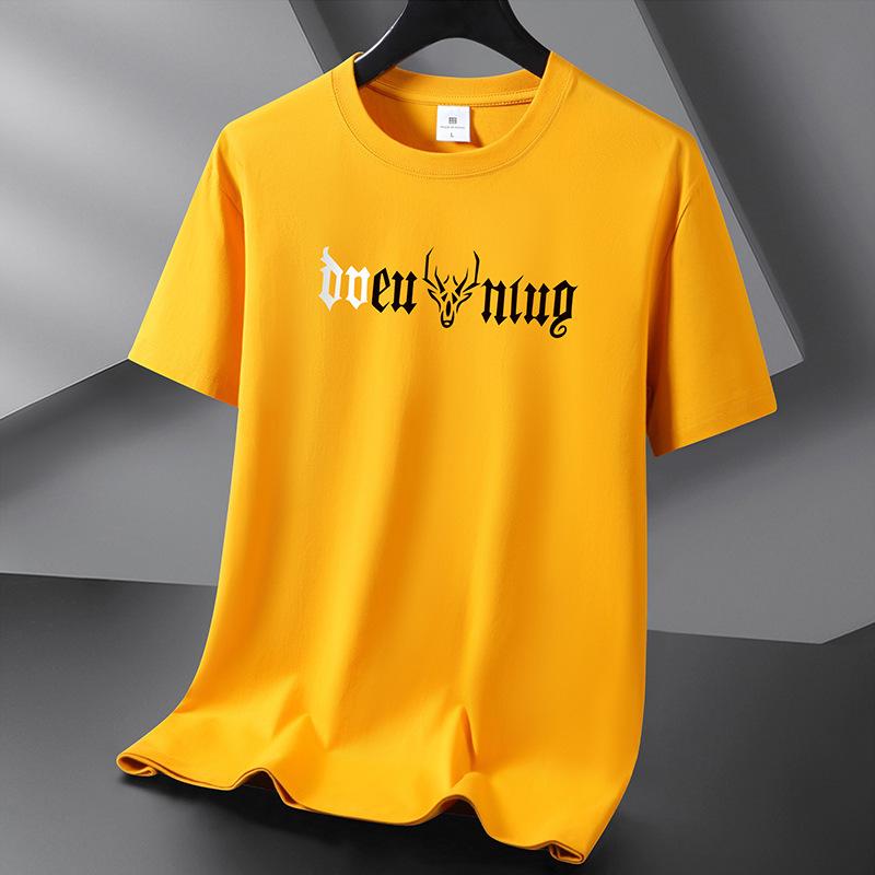 

Голова оленя, 10 цветов, футболка из чистого хлопка, мужская свободная футболка с круглым вырезом и коротким рукавом, большой размер S-6XL 5XL жёлтый