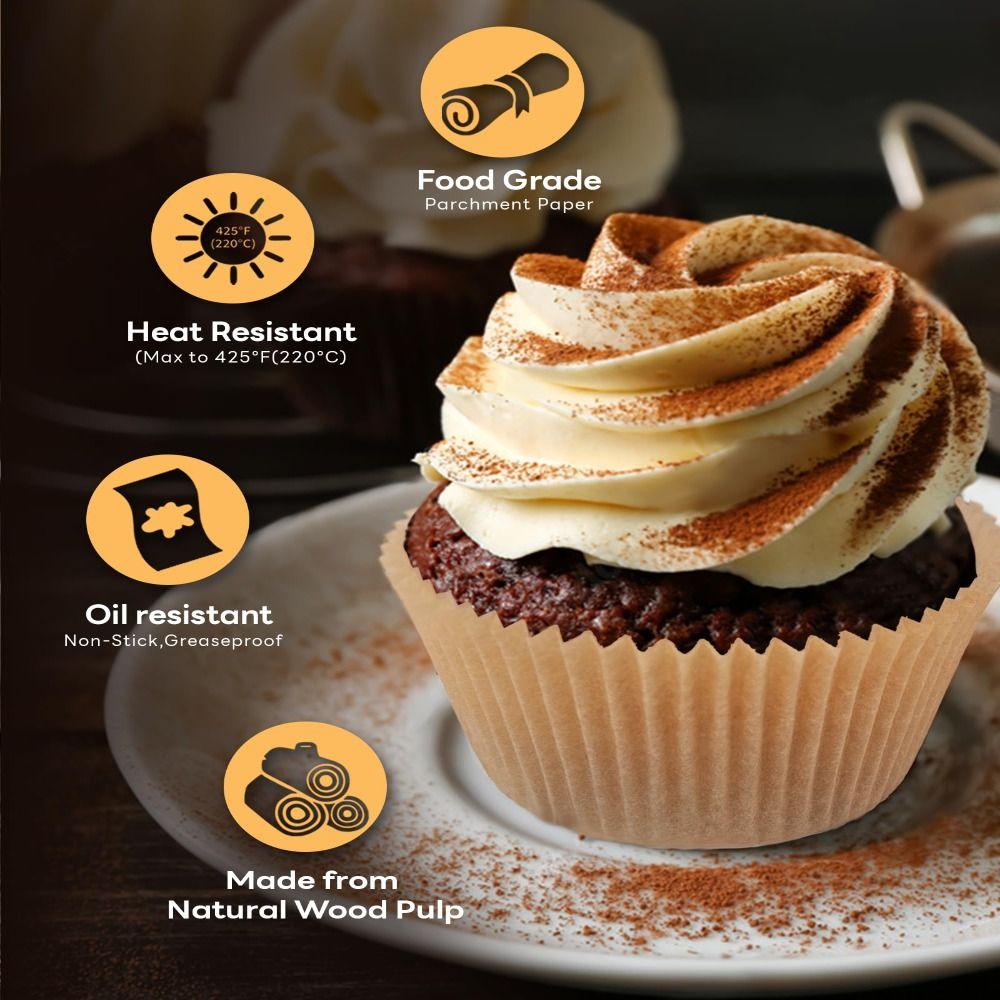 100 PCS Colorful Non-stick Cupcake Liners Food-grade No Smell Baking Cups Parchment Paper Greaseproof Muffin Liners Birthday