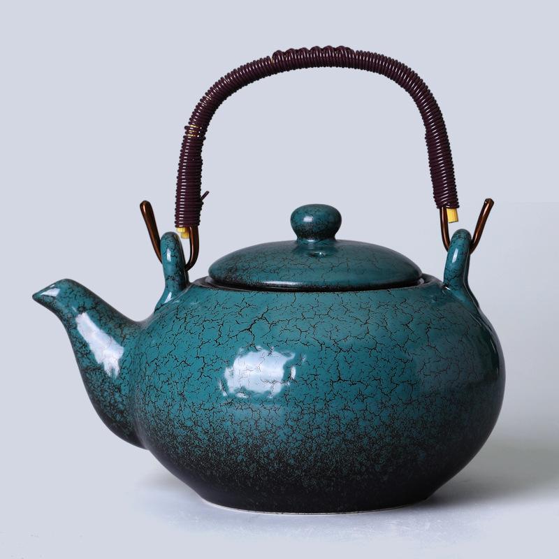 Japanese Style Kung Fu Tea Set Kiln Transformed Lifting Beam Teapot Ceramic Teapot Simple with Filter Tea Maker Single Pot