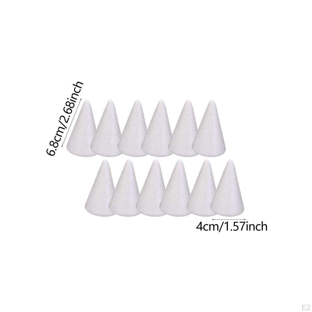 12 Pieces Craft Foam Cones Accessories Decors White Supplies for Activities DIY Art Projects Wedding