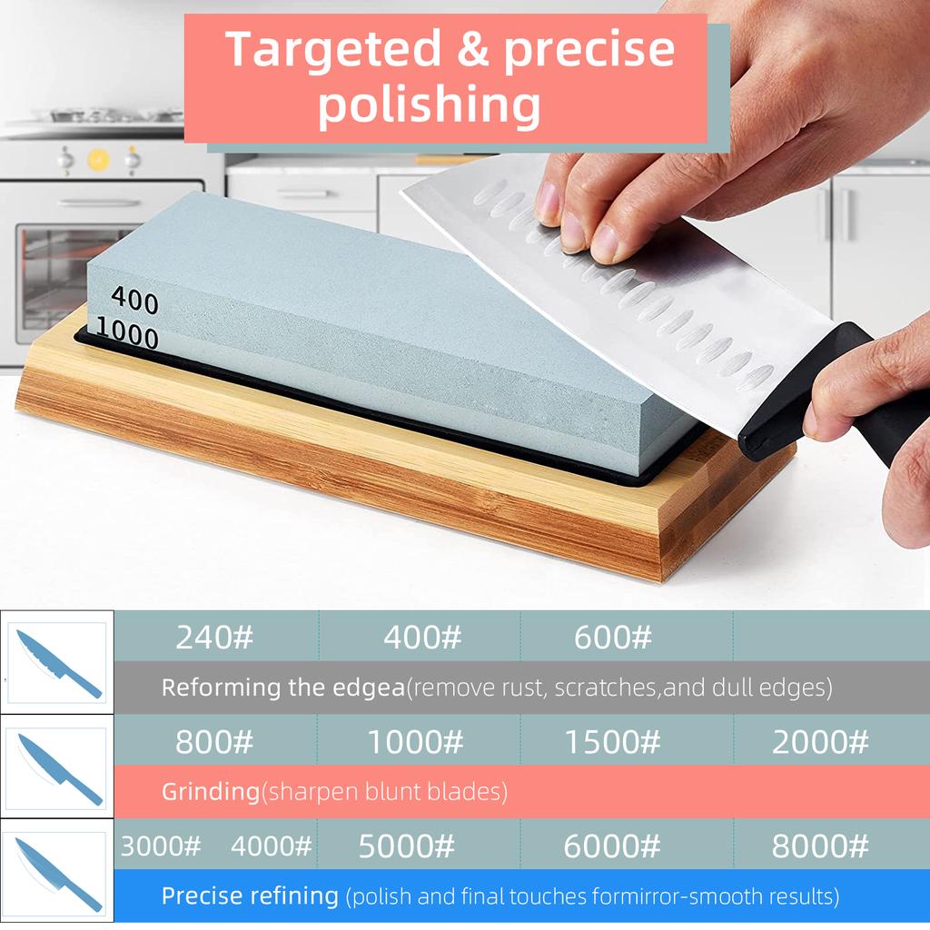 Sharpening Stone Knife Professional Sharpener Whetstone Dual Side Set Grinding Shapner Water Wetstone Kitchen Accessories Tool