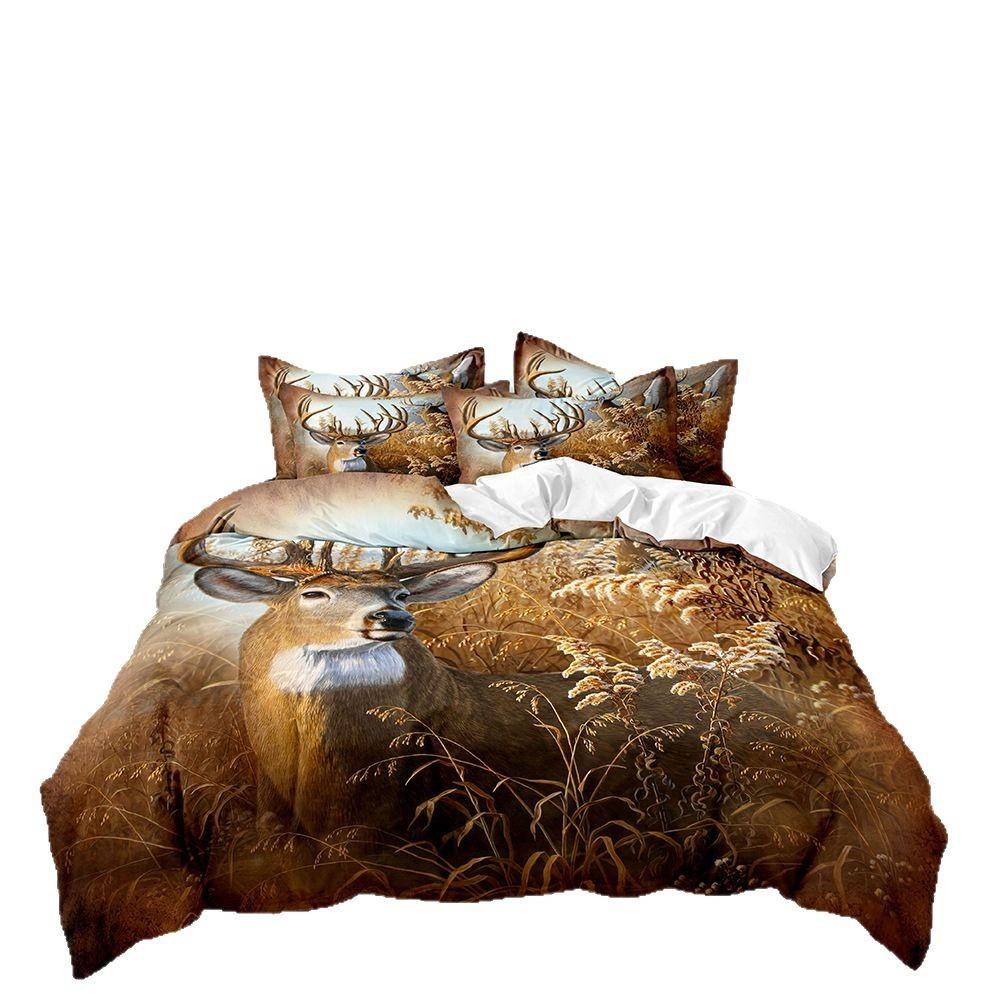 3D Digital Printing Three-Piece Set, Quilt Cover, Bed Sheet, Pillowcase, Cartoon Kit