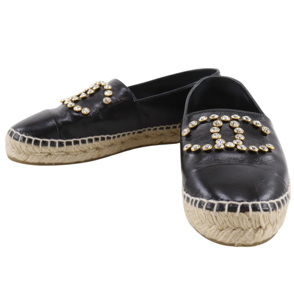Chanel Espadrilles COCO Mark Slip-on G35602 Y53712 Bijoux Black Patent leather/Rhinestone Women Used
