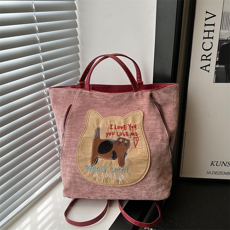 

Cute girl large capacity tote bag women s 2025 autumn and winter new retro fashion shoulder bag premium underarm bag розовый