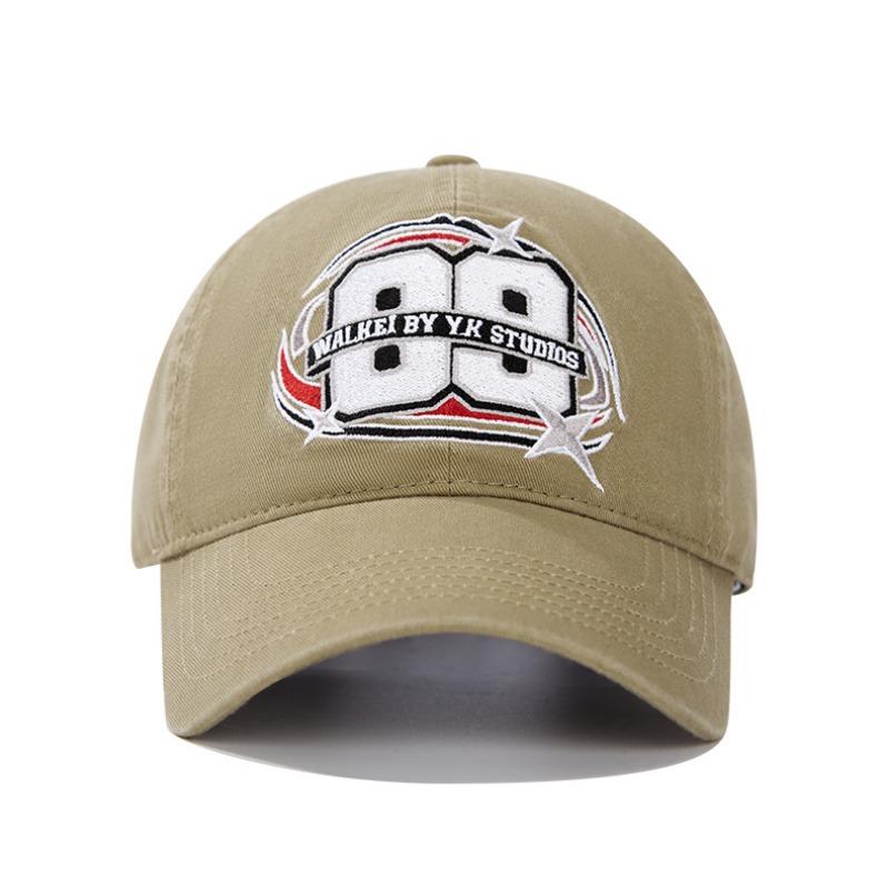New baseball hat embroidery No. 89 simple Korean men's and women's wide brim personalized versatile black and white cap