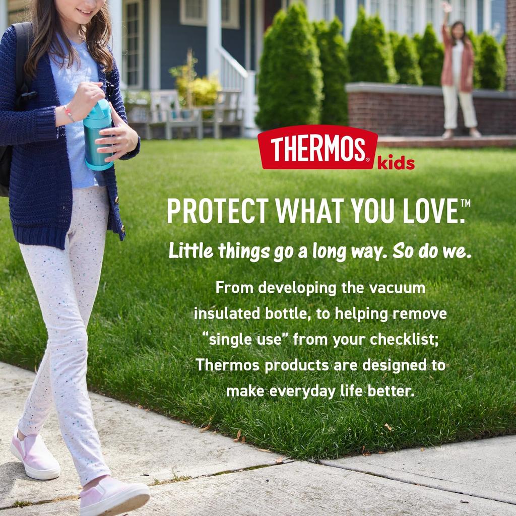 THERMOS FUNTAINER 12oz Stainless Steel Vacuum Insulated Kids Straw Bottle Blue Paw Patrol