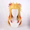 High Quality Anime Cosplay Rengoku Kyoujurou Cosplay Wig Blonde Red Ombre Heat Resistant Hair Pigtail Wigs + WigCap