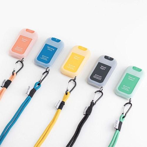 Dedicated holder for HAAN hand cleansing spray/lanyard hanger pocket for Due of Dawn/carabiner neck cord included/portable for travel, commuting, and