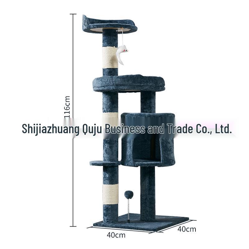 Velvet Cat Tree: Large Climbing Frame & Bed for Cats and Kittens, Space-Saving Design for All Seasons