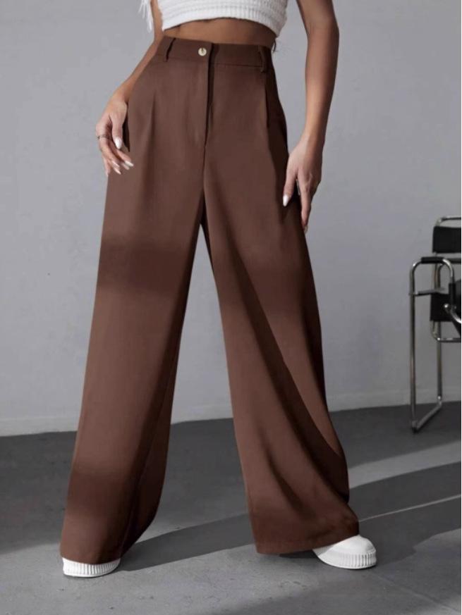 2025 New Women's Solid Color Fashion Trousers: Straight-Leg Suit & Casual Pants